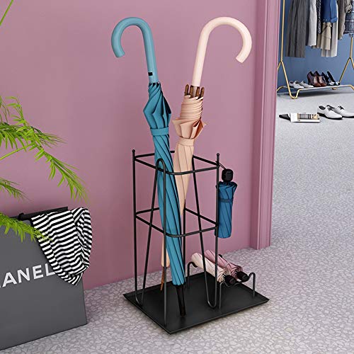 SEYFI Umbrella Stands,Metal Umbrella Stand Rack, Freestanding Umbrella Storage Holder with Drip Tray and Hooks, for Home/Office/Apartment/Hotel/B
