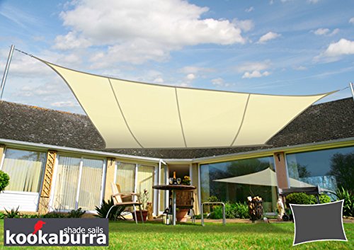 Kookaburra 3m x 2m Rectangle Water Resistant Garden Patio Sun Shade Sail Canopy 96.5% UV Block with Free Rope (Ivory)