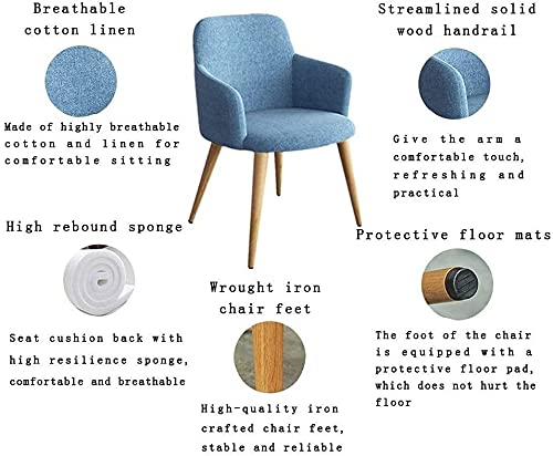 Kitchen Dining Chairs Living Room Armchair Fabric Upholstered Seat with Wood-Like Metal Legs Kitchen Living Room Lounge Chairs (Color : Grey)