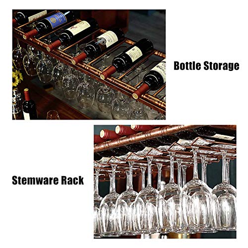 KEppd Wine Rack Wall Mounted - Wine Glass Rack Hanging Metal Wine Glass Holders Hanging Under Shelf Height Adjustable Ceiling Wine Rack Modern Gl