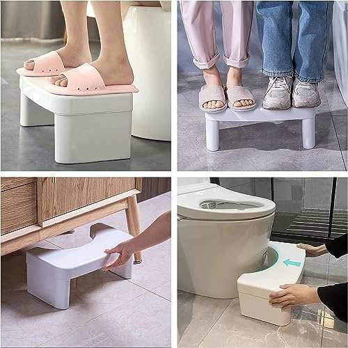 Mumuvou Squatting Toilet Stool,7 Inch Bathroom Stool Toilet Potty Stool for Adult,Non-Slip Toilet Assistance Poop Stool for Kids and Seniors Whit