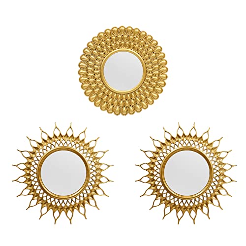 OIGUMR 3 Pack Black Mirror for Wall Small Mirrors Decorative Mirrors Round Mirrors Wall Decor 9.9x9.9 inch (01 Black)