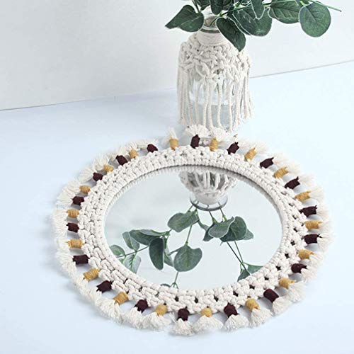 QUANJJ Wall-mounted Nordic Decorative Round Hanging Cosmetic Makeup Shaving Glass Home Decor for Salon Bathroom Countertop Vanity (Silver)