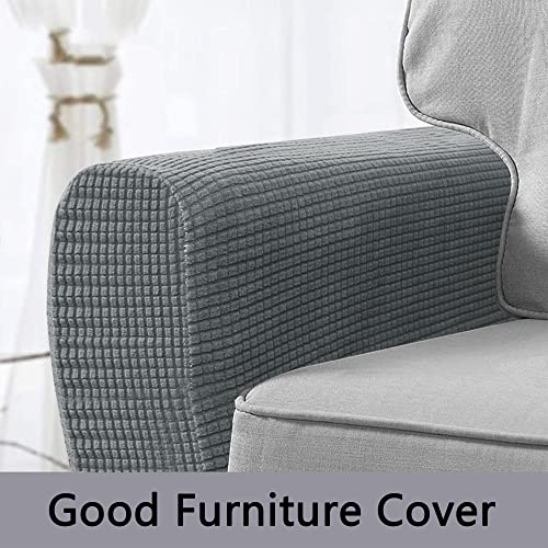 Kaket 2 PCS Sofa Armrest Covers, Chair Arm Protectors Stretch, Sofa Armchair Couch for Sofa, Armchair, Couches, Recliner (Light Grey)