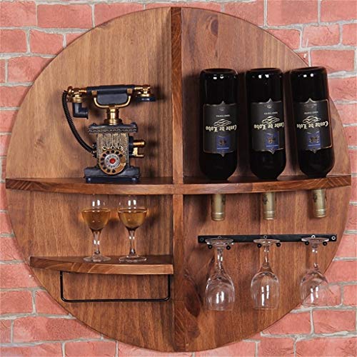 EYLINK Round Wine Rack Wall Holder Free Standing | Loft Wall Shelf Storage Rack Wall-Mounted Wine Glass Holder | Cube Wine Cabinet Bottle Holder