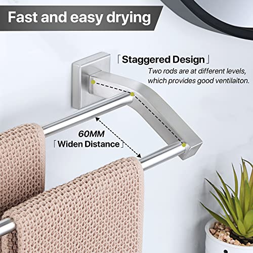 Mooche Towel Rail Wall Mounted Towel Holder SUS304 Stainless Steel Towel Bar 42CM for Bathroom Kitchen, Brushed Finished, MCGK9009-40-LS