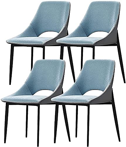 dining chair Set Of 4 Kitchen Chairs Modern Mid Century Living Room Dining Chair Technological Fabric with Carbon Steel Legs (Color : Beige)