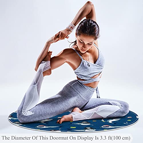 Pirate Shark CocoRound Floor Mat Soft Circular for Living Room Bedroom Playroom Home Carpet Office Swivel Chair Bedroom Bathroom Indoor Outdoor E