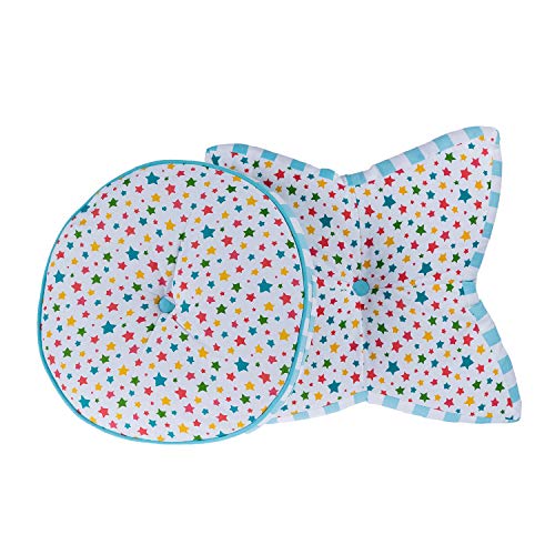 HOMESCAPES Multi-coloured Round Floor Cushion Large Decorative Circular Children’s & Garden Seat Pad with Star Pattern, Pre-Filled 100% Cotton In