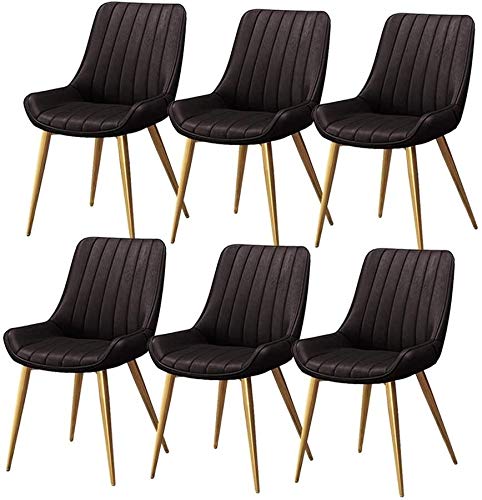 Modern Kitchen Dining Room Chairs Dining Chairs Set Of 6 Leather Soft Seat Living Room Chairs Non-Slip Feet Sturdy Metal Legs Kitchen Chairs For