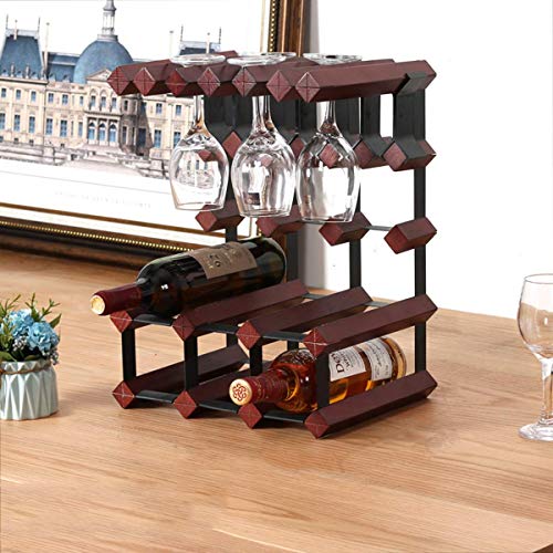 KEppd Wine Rack,Wine Glass Drying Rack and Bottle Holder, Wine Rack with 6 Glass Holder and 6 Bottle Holder, Perfect for Wine Lovers and Guests,W