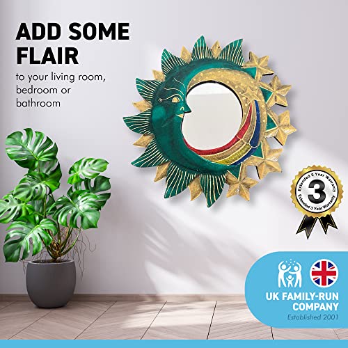 Thorness Large wooden CELESTIAL wall hanging DECORATIVE MIRROR | Wall Decoration Hallway Mirror for Bedroom Living Room Bathroom Hallway | 38mm d