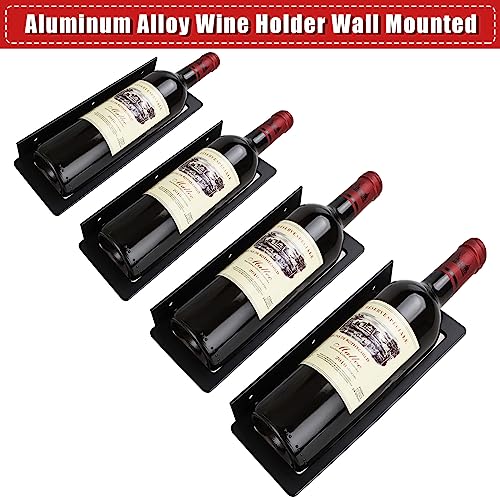 JMIATRY 4 Pack Wall Mounted Wine Rack, Black Wall Red Wine Rack with Screws, Aluminum Alloy Wine Holder Wall Mounted for Kitchen, Dining Room and