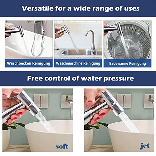 Hand Held Bidet Sprayer - with Water Tank Hook and 59in ABS Flexible Telescopic Shower Hose for Water Plumbing Toilet Bidet Sprayer Gun Bathroom