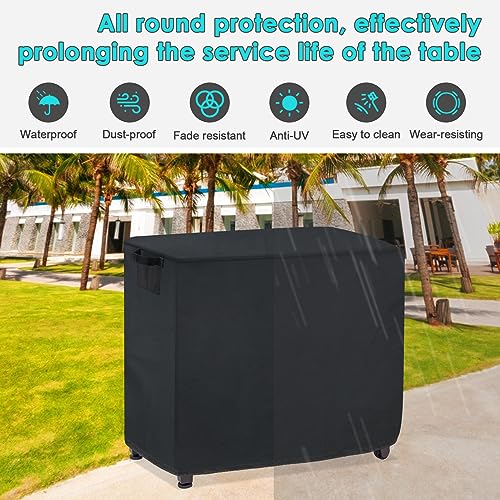 Hoedia 32 Inch Outdoor Prep Table Cover for Keter Unity Portable Table, BBQ Prep Table Cover and Dustproof Bar Cart Cover UV Resistant (Black)