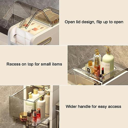OPSREY 6.9" W Skinny Bathroom Storage Cabinet Shelf Toilet Crevice Storage 4 Tier Toilet Paper Holder Cabinet With Clear Drawers And Casters For