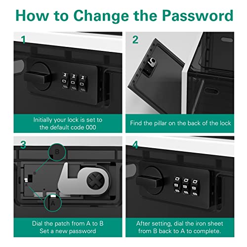 iBune Lockable Box, lockable Medicine Storage Box, Transparent Lock Box for Medicine/Phone/Food/Home Safety (Black)