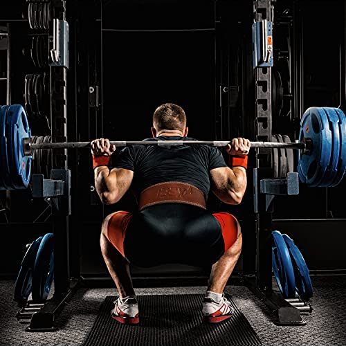 IBEX Weight Lifting Belt Leather 4” Padded Lumbar Back Support Suede Lining Steel Buckle Functional Training Bodybuilding Powerlifting Exercise D