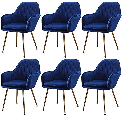 Modern Kitchen Dining Room Chairs Kitchen Dining Chair Set Of 6,Modern Fabric Cushion Seat Chair Living Room Chair Leisure Couch Armchair (Color