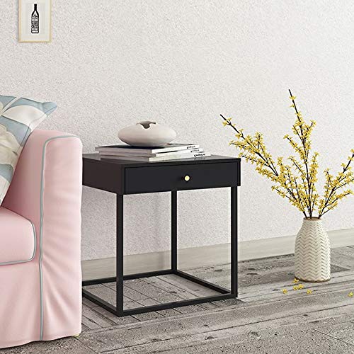 JYDQM Metal Bedside Table Bedroom Dining Table Furniture, Bedroom Furniture White Square Steel Bedside Table