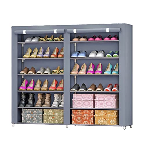 JYDQM Home Rental House Entrance Double Door Large Capacity Double Row 6 Layer Combination Shoe Cabinet (Color : Argento, Size : 108 * 32 * 120CM