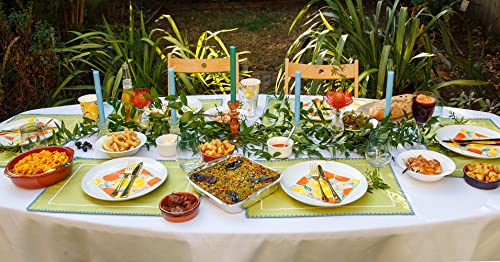 Recyclable Paper Table Cover |Summer Themed Disposable Tropical Tablecloth, Tableware Decorations Lemon & Orange Citrus Design, Alfresco Dining,