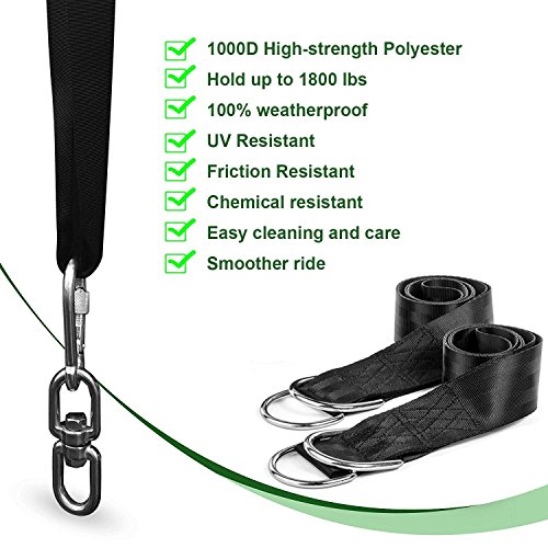 Hammock Straps Tree Swing Hanging Rope Accessories Kit 300cm Long with Safety Lock Carabiner Swivel Hook Holds Up to 1500lbs