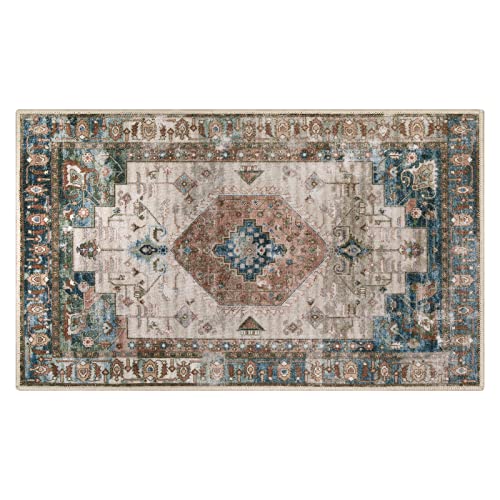 Collive Washable Indoor Door mat, Non Slip Retro Entryway Rug 20" x 32" Doormat Quick Absorbent Entrance Rug Distressed Front Door Mat, Welcome M