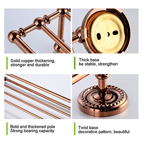 HIGOH Towel Racks,Bathroom Towel Rack Wall Mounted Towel Holder,European-Style Full Copper Rose Double Bath Towel Rack,Antique Bathroom Towel Hol