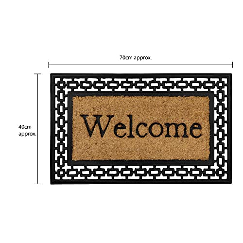 JVL Mila Embossed Rubber Tuffscrape Doormat, 45x75cm