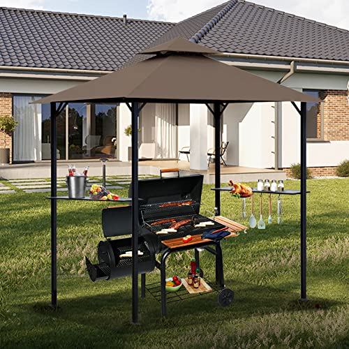 Grill Gazebo Replacement Canopy Roof, OLILAWN 5' x 8' Outdoor BBQ Gazebo Canopy Top Cover, Double Tired Grill Canopy Tent Cover with Durable Poly