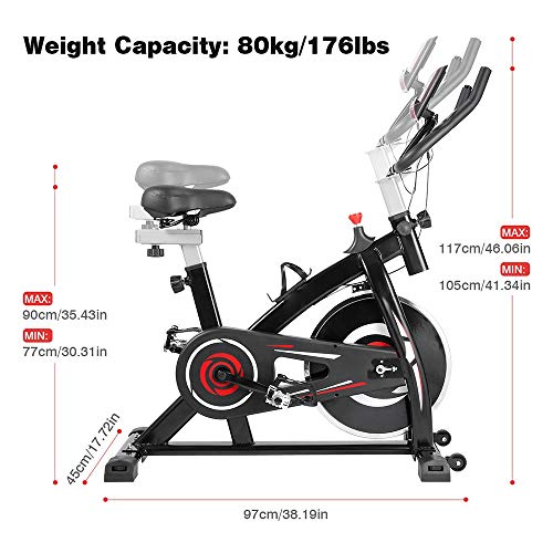 N/A Exercise Bike with Accessories and Tools Adjustable Belt Drive Sport Exercise Bike with Digital Monitor (Color : Red)