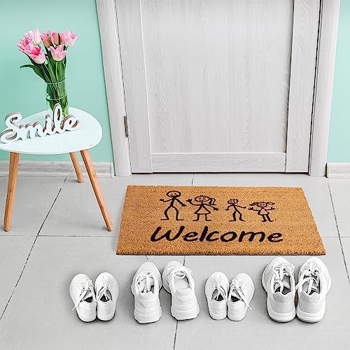 Relaxdays Coir Doormat, 80% coconut 20% plastic, Natural/Black, 40 x 60 cm