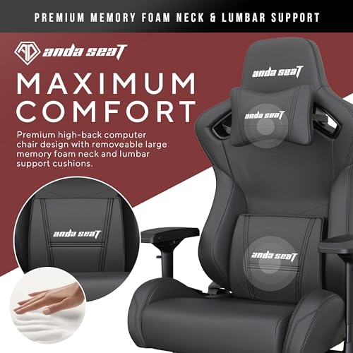 Anda Seat Kaiser 2 Series Pro Gaming Chair Black with Gaming Mouse Pad – Premium Ergonomic Office Desk Chair Leather with Neck and Lumbar Support