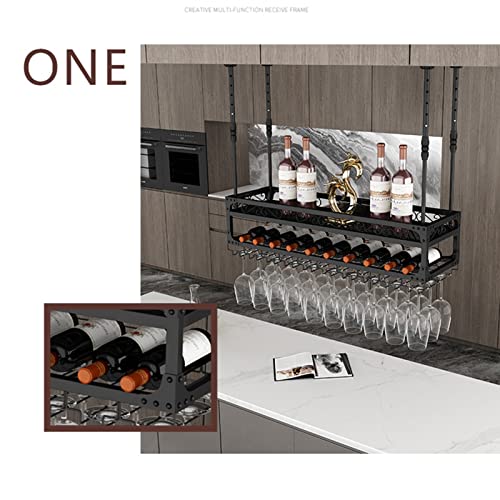 EYLINK Ceiling Storage Rack Wall Mounted Wine Glass Rack Adjustable Industrial Wine Rack Hanging Wine Glass Rack Home Bar Multifunctional Display