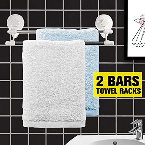 HIGOH Towel Racks, Towel Rail for Bathroom,Self-Adhesive Towel Holder Rack,Wall Mounted Towel Hanger,Bathroom Towel Bar with Suction Cup Bathroom