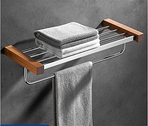 HIGOH Towel Racks, Bathroom Towel Rack Wall Mounted Towel Holder,Towel Rack,Towel Holder,Towel Shelf,Wood and Brass Bathroom Hardware
