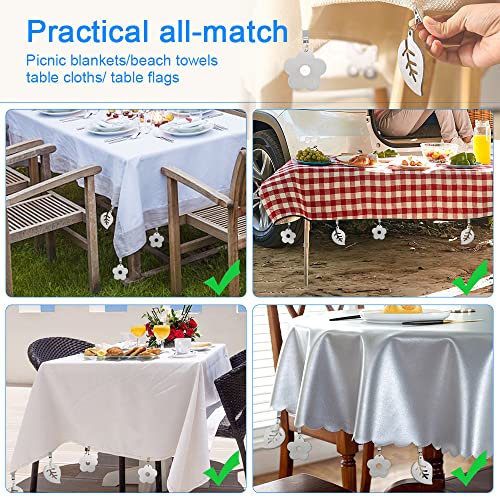 EMAGEREN 8 Pack Tablecloth Weights Clip Stainless Steel Table Cover Weights Picnic Table Clips Decorative Metal Table Cloth Clamps with Clip for