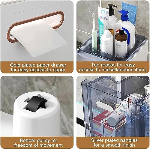 OPSREY Narrow Plastic Floor Bathroom Storage Cabinet Holder Organizer with Wheels, Multi-Purpose Storage Cabinet Unit for Living Room, Bedroom, K