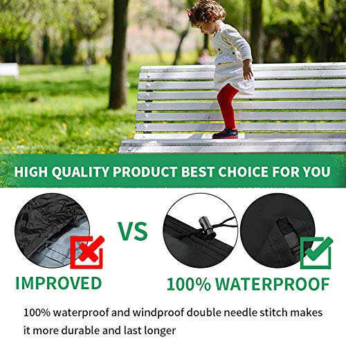 Garden Bench Cover, Waterproof 2 Seater Outdoor Bench Seat Covers Heavy Duty Windproof Patio Furniture Cover, Anti-UV Tear Resistant 210D Oxford
