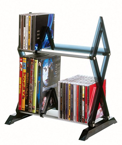 Atlantic 64835193 Mitsu 2 Tier Media Rack 52 CD Multimedia Black