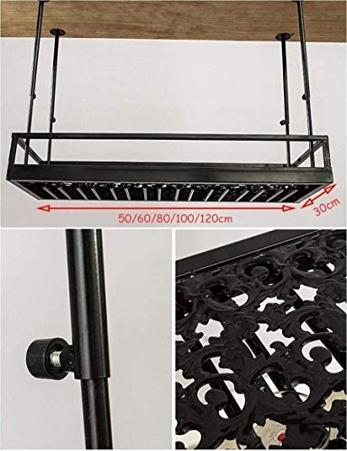 SUCHETA Hanging Wine Rack with Glass Holder and Shelf, Wine Lovers Bar Furniture& Home Bar Furniture Loft Wall Shelf Metal Iron Ceiling Rack Stor