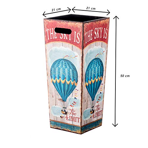 Rebecca Mobili Umbrella Rack Umbrella Holder Fabric Mdf White Red Vintage Style Entrance Home Office - 50 x 21 x 21 cm (H x W x D) - Art. RE4851