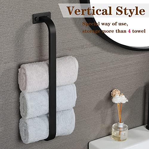 Mooche Towel Rail Wall Mounted Towel Holder 40CM Hand Towel Holder for Bathroom Kitchen, SUS304 Stainless Steel Matte Black, GJF2201-400-B