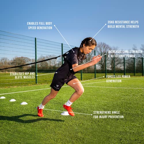 Strength & Power Training Bungee/Belt | Up to 35kg Resistance Band | Durable Waist Strap, Harness & Clip| Extra Strong 3 Metre Stretch | Sports/G