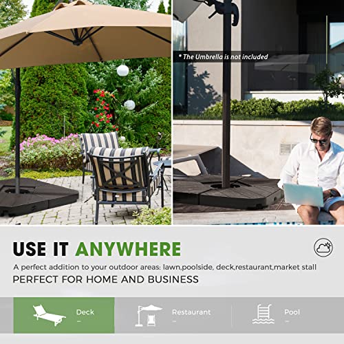 FRUITEAM Patio Cantilever Umbrella Base Weight, 4 Piece Offset Umbrella Stand Outdoor Base Water & Sand Filled, for Hanging Patio Umbrella