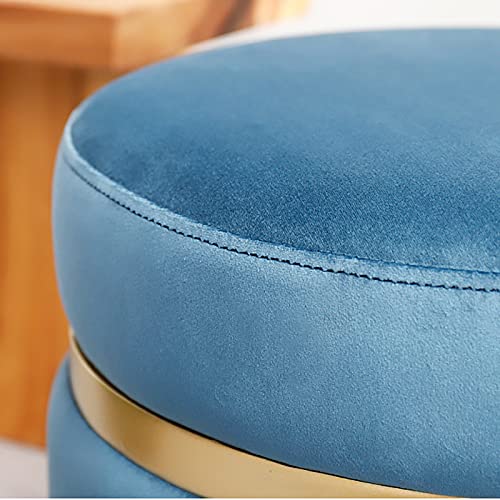 Luxurious Velvet Vanity Stool,Round Footrest Stool with Golden Base,Comfy Footstool Dressing Chair Multifunction Sofa Stool-B 40x40x42cm(16x16x17