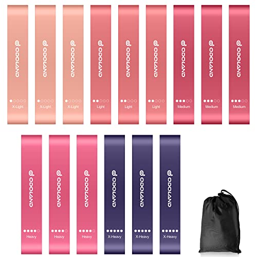 Odoland Resistance Bands Set of 15 for Men and Women, 3 Set Exercise Pilates Loop Rump Bands with 5 Different Resistance Levels for Fitness, Work