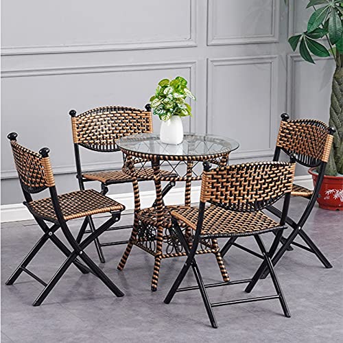 FKSDHDG Garden Chairs Table Set Rattan Furniture Dining Folding Chairs Lazy Lounge Chair Balcony Summer Chair Home Backrest Dining Table (Size :