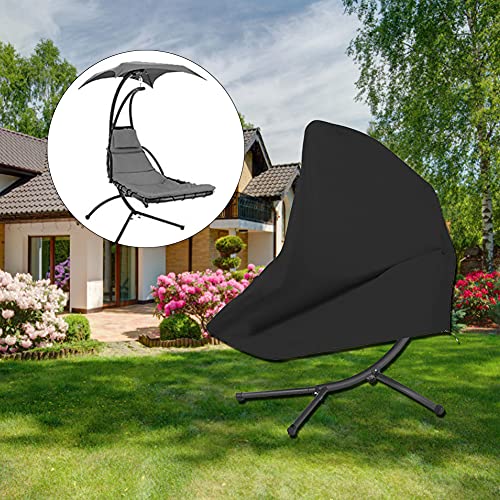 Uposao Black Waterproof Patio Hanging Chaise Lounge and Stand Cover Outdoor Hanging Curved Steel Chaise Hammock Lounge Chair Covers Durable 73 In